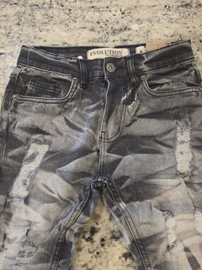 Kids SIZE 8 EVOLUTION Distressed Washed Black Jeans